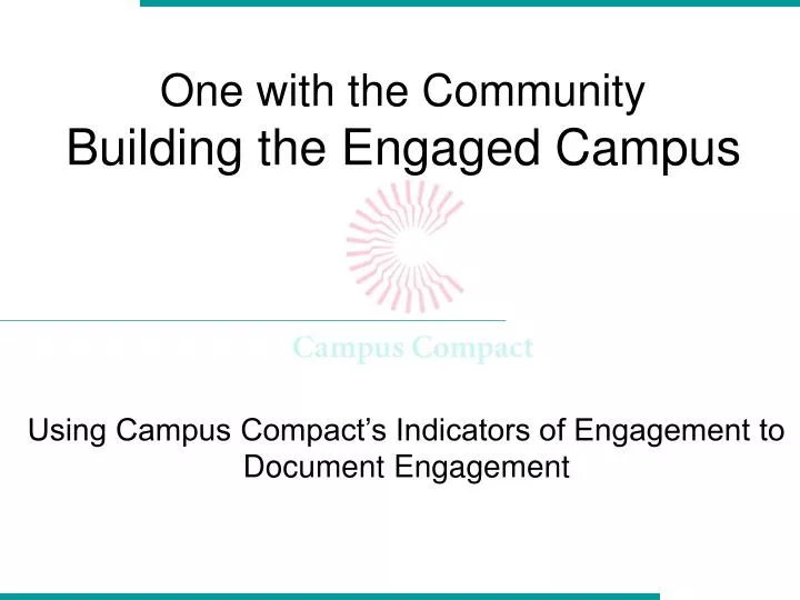 one with the community building the engaged campus