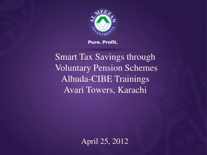 smart tax savings through voluntary pension schemes alhuda cibe trainings avari towers karachi