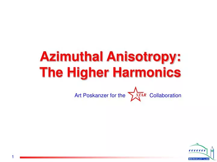 azimuthal anisotropy the higher harmonics