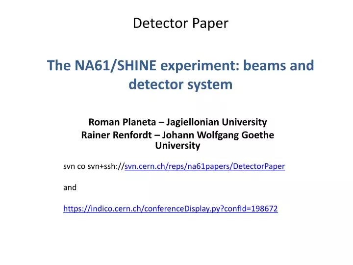 detector paper the na61 shine experiment beams and detector system
