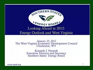 Looking Ahead in 2012: Energy Outlook and West Virginia