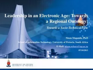 Leadership in an Electronic Age: Towards a Regional Ontology : Towards a Socio-Technical View