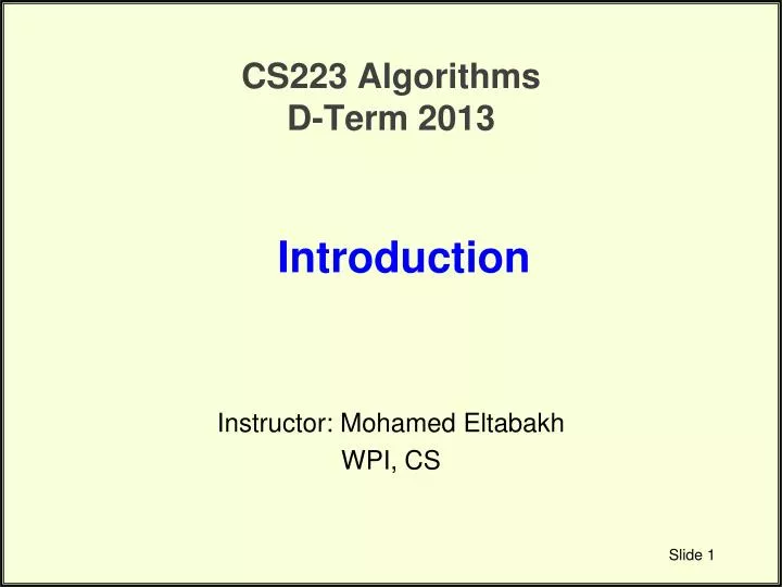 cs223 algorithms d term 2013