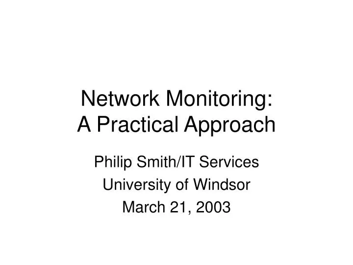 network monitoring a practical approach
