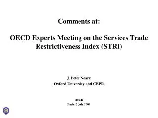 Comments at: OECD Experts Meeting on the Services Trade Restrictiveness Index (STRI)
