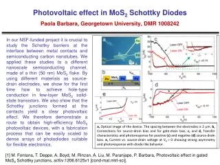 Photovoltaic effect in MoS 2 Schottky Diodes Paola Barbara, Georgetown University, DMR 1008242