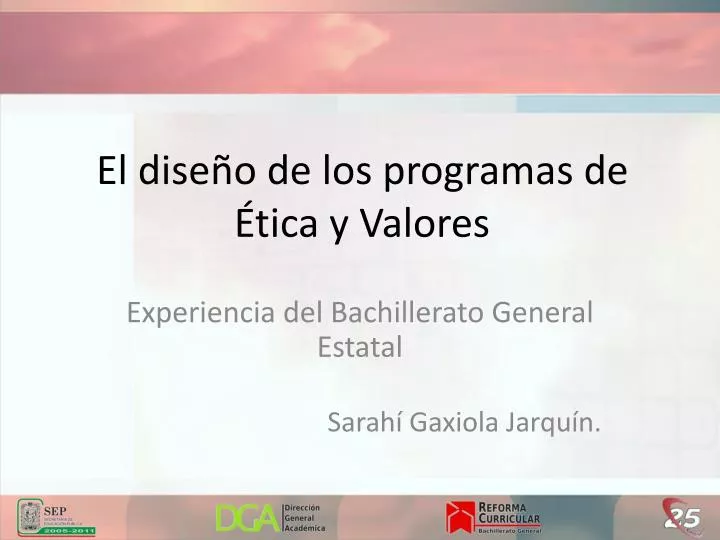 el dise o de los programas de tica y valores