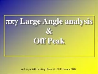 ppg Large Angle analysis &amp; Off Peak