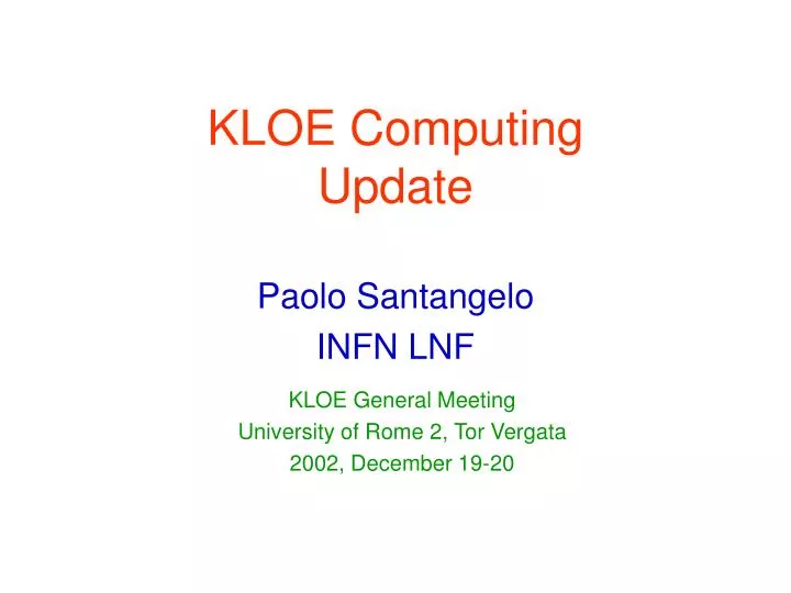kloe computing update