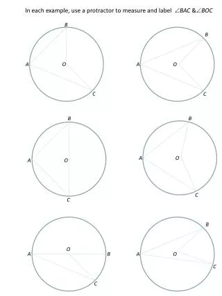 In each example, use a protractor to measure and label ? BAC &amp;? BOC