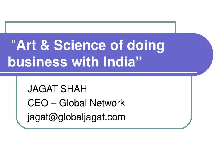 art science of doing business with india