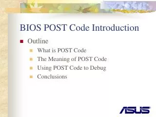 BIOS POST Code Introduction