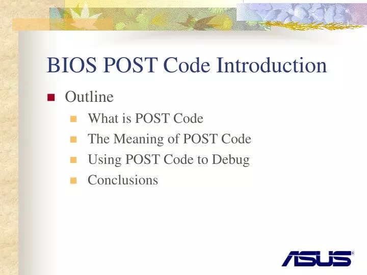 bios post code introduction