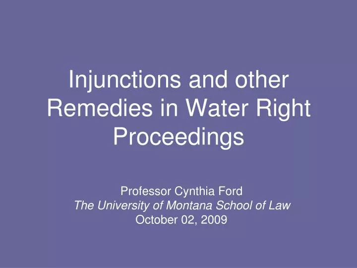injunctions and other remedies in water right proceedings