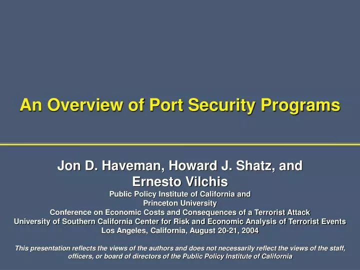an overview of port security programs