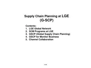 Supply Chain Planning at LGE (G-SCP)