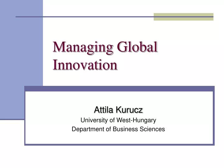 managing global innovation