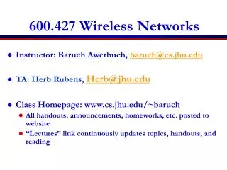 600.427 Wireless Networks