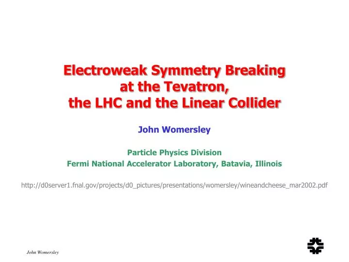 electroweak symmetry breaking at the tevatron the lhc and the linear collider