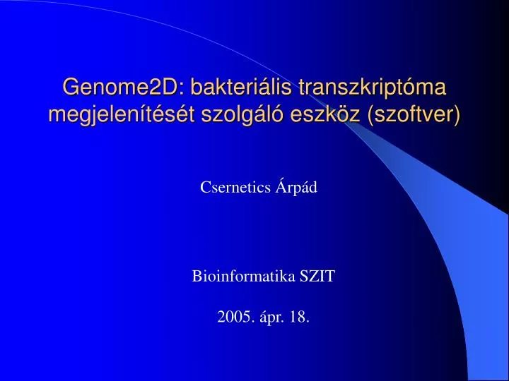 genome2d bakteri lis transzkript ma megjelen t s t szolg l eszk z szoftver