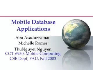 Mobile Database Applications