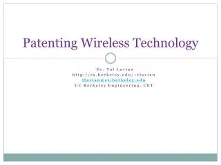 Patenting Wireless Technology
