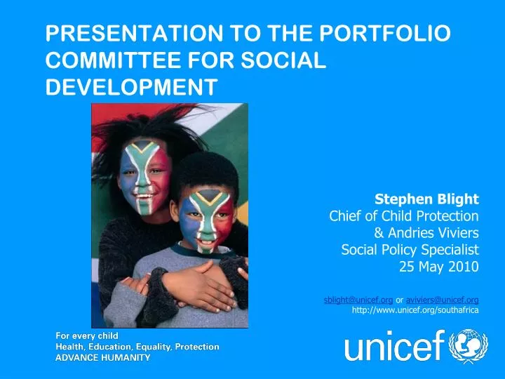 presentation to the portfolio committee for social development