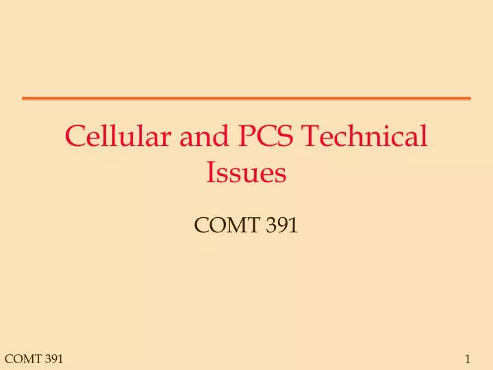 cellular and pcs technical issues
