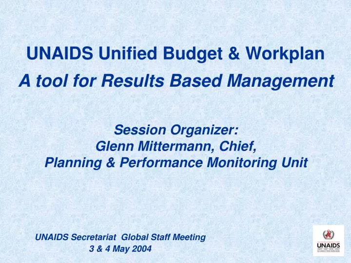 unaids unified budget workplan a tool for results based management