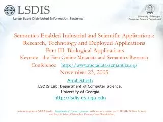 Amit Sheth LSDIS Lab, Department of Computer Science, University of Georgia