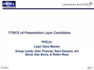 TTWCS v6 Presentation Layer Candidates