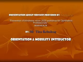 Presentation about services provided by Pudulogong