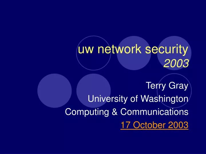 uw network security 2003