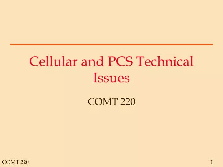 cellular and pcs technical issues