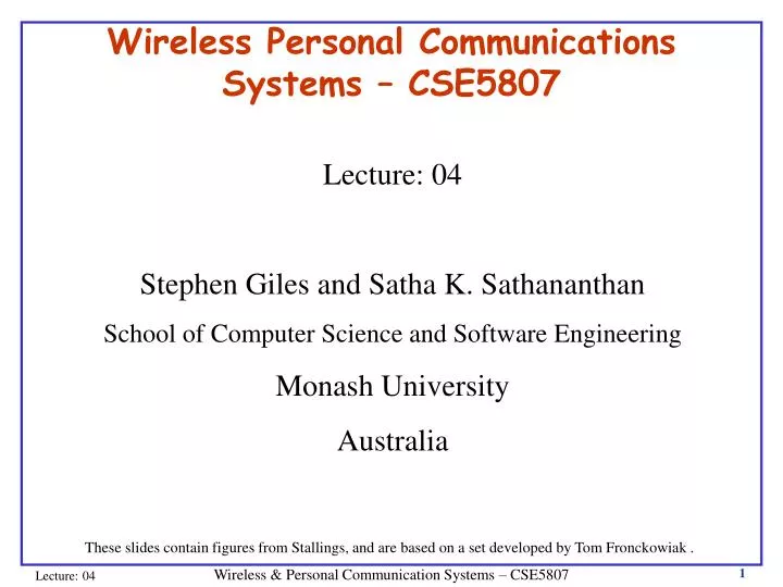 wireless personal communications systems cse5807
