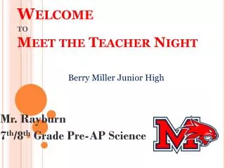 Welcome to Meet the Teacher Night