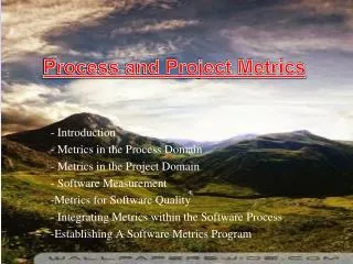 Introduction Metrics in the Process Domain Metrics in the Project Domain Software Measurement