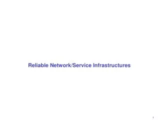 Reliable Network/Service Infrastructures