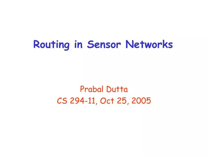 routing in sensor networks