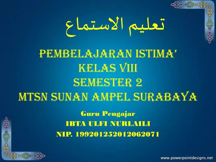 pembelajaran istima kelas viii semester 2 mtsn sunan ampel surabaya