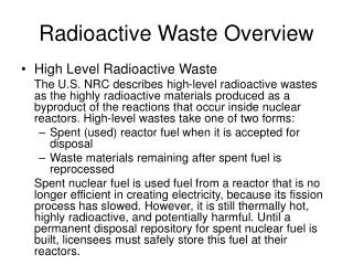 Radioactive Waste Overview