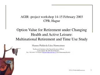 AGIR -project workshop 14-15 February 2003 CPB, Hague