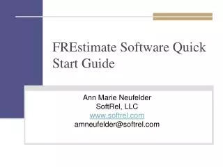 FREstimate Software Quick Start Guide