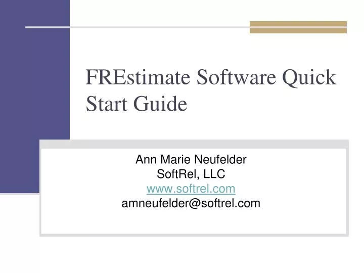frestimate software quick start guide