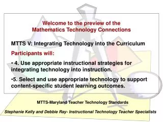 Welcome to the preview of the Mathematics Technology Connections