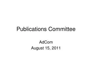 Publications Committee