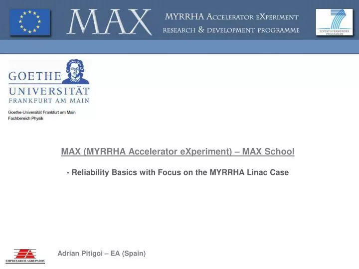 max myrrha accelerator experiment max school reliability basics with focus on the myrrha linac case