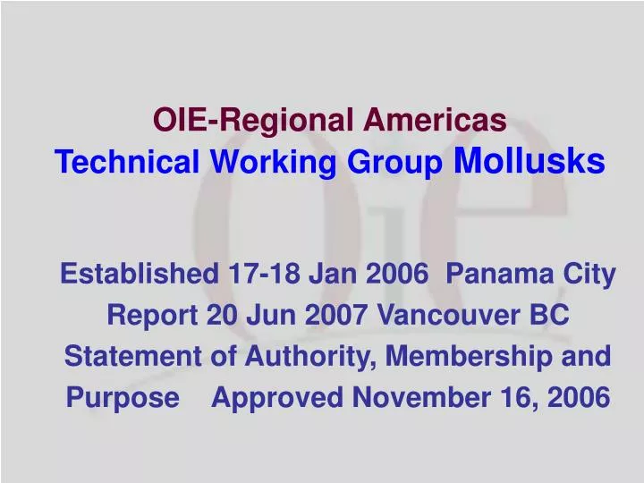 oie regional americas technical working group mollusks