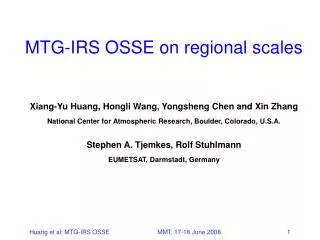 MTG-IRS OSSE on regional scales