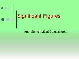 Significant Figures